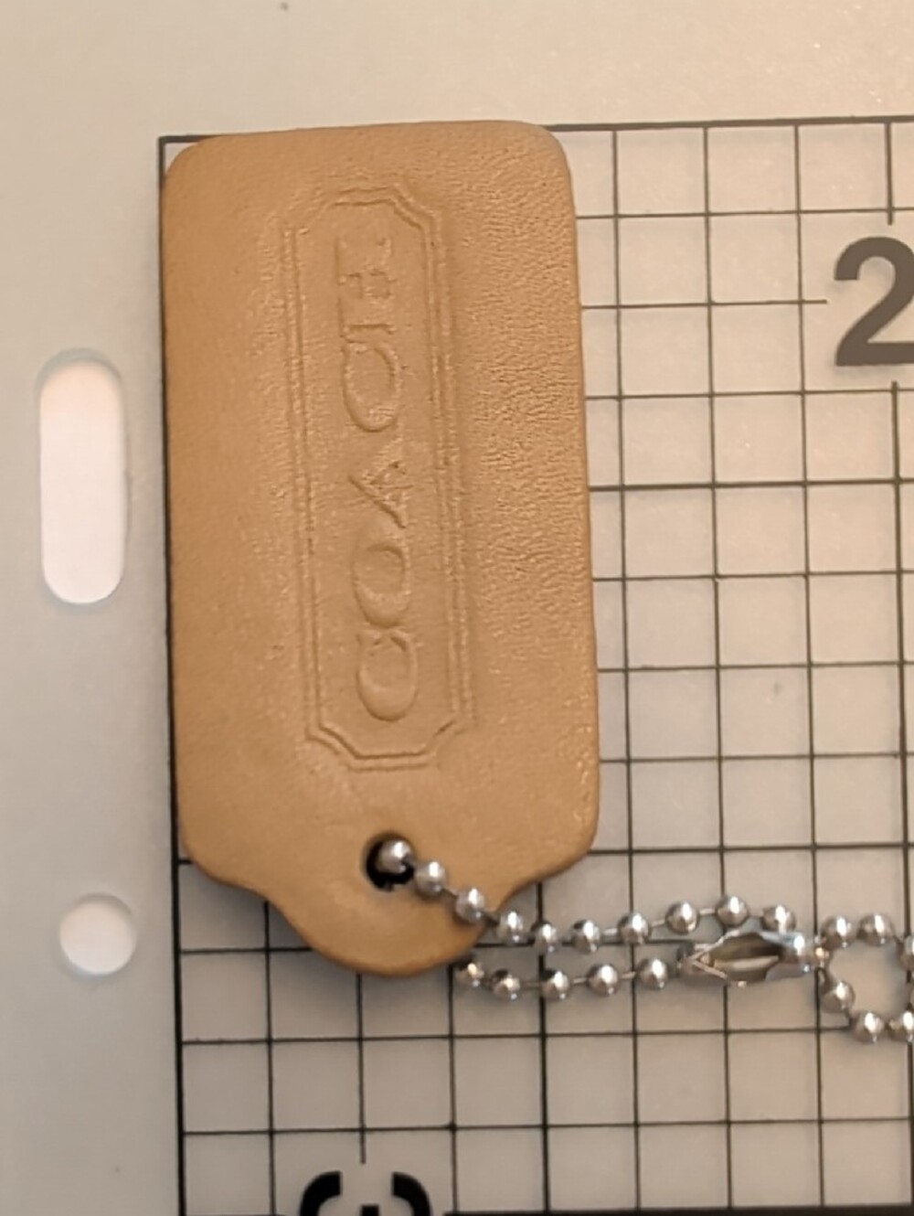 Coach Leather Hang Tag with Silver Ball Chain - Picture 5 of 6